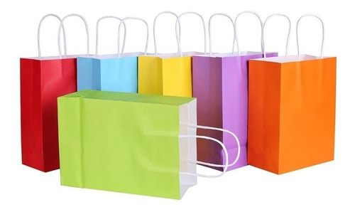 Pack De 12 Bolsas De Papel Kraft Regalo Colores Cotillón 