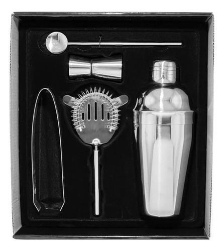 Kit Set Bartender Barman Coctelera Tragos Bebidas Acero Inox