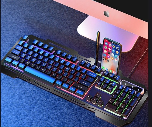Teclado Y Mouse Gammer Con Luces Led Moderno Negro