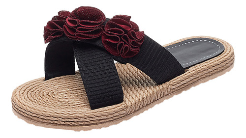 Chanclas Tejidas De Verano Para Mujer Con Sandalias De Playa