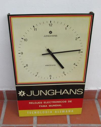 Antiguo Cartel Serigrafiado De Chapa Junghans Reloj