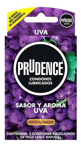 Condones De Látex Prudence Sabor Y Aroma Uva 3 Condones