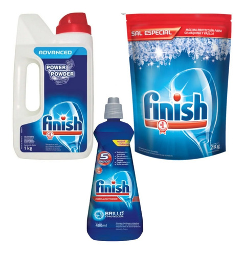 Kit Finish Detergente- Abrillantador Y Sal Lavavajillas 