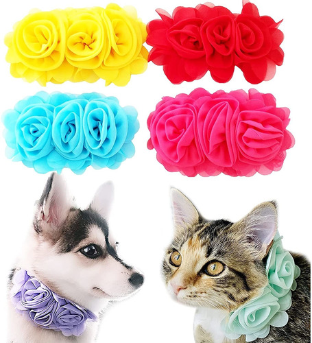 6 Collares De Perro Flores  Color Rosa  Morado   Llo  P...