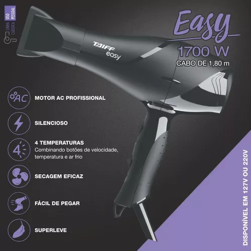 Secador para Cabeleireiro Easy 1700W - Taiff