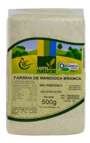 Kit 2 Farinha Mandioca Branca Orgânica Coopernatural 500g