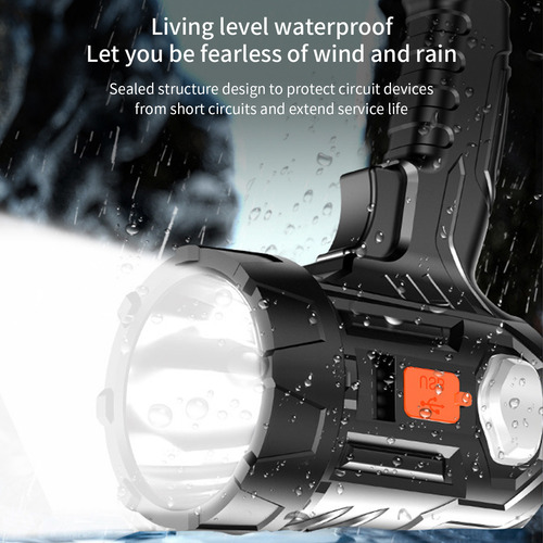 Linterna Grande De Mano Recargable Con Luces Led