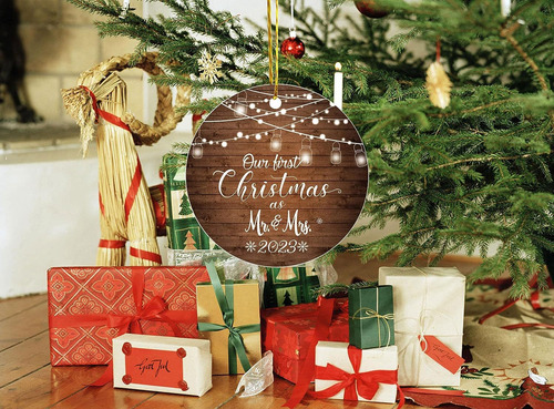Placa Redonda De Madera De Navidad 2023 Para Decoración Con