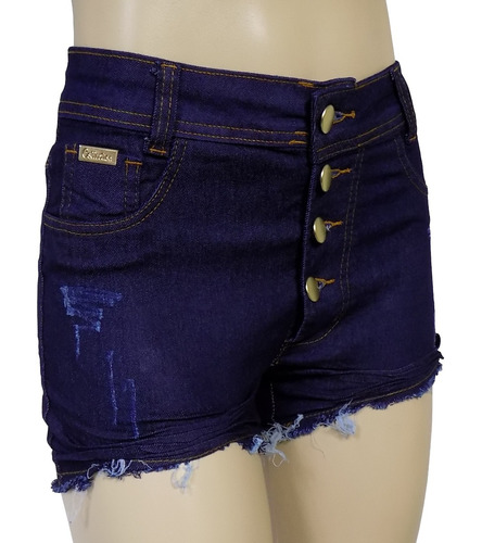 short jeans cintura alta azul escuro