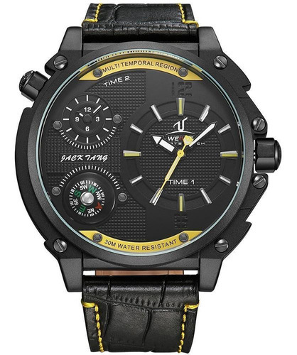 Relógio Masculino Weide Analógico Uv1507b - Preto E Amarelo