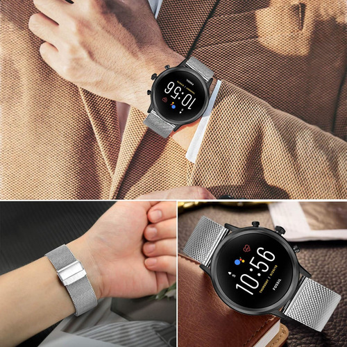 Correa De Reloj Trumirr Compatible Con Fossil Gen 5 Plata