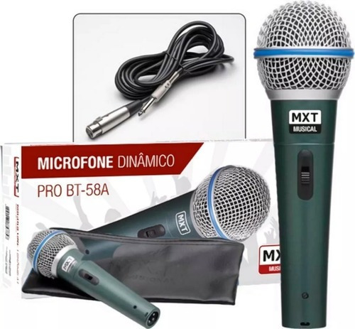 Microfone Com Fio Mxt Bt-58a Dinâmico Cardioide