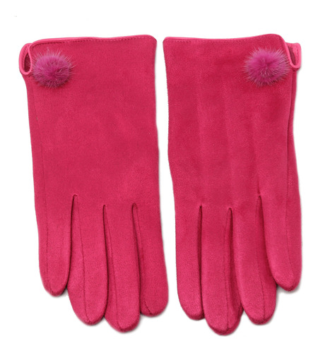 Guantes Mujer Eco Cuero Pompón Conejo Con Abrigo Importados