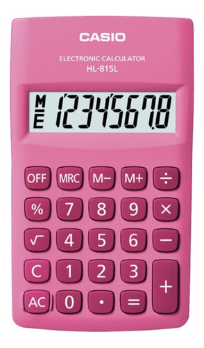 Calculadora Rosada Casio Hl-815l Pantalla Grande 8 Dígitos