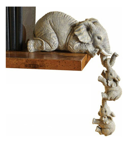 Estante De Elefante Decorativa Em Resina De Elefante