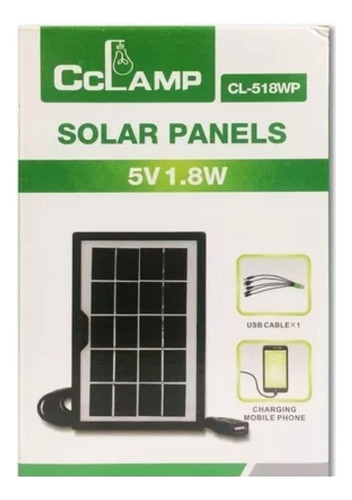 Cargador Panel Solar Celular 1.8w 5v Energía Solar 