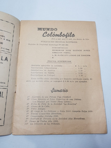 Imagen 3 de 9 de Antigua Revista Mundo Colombofilo N° 2 1951 Mag 57942