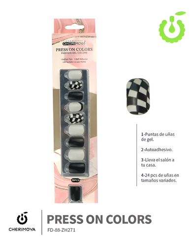 Press On Tips Autoadhesivo Cuadradas Cherimoya 30u Zh271 Zh271