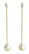 Comprar Aretes Largos Dorados Perla  Acero Inoxidable 