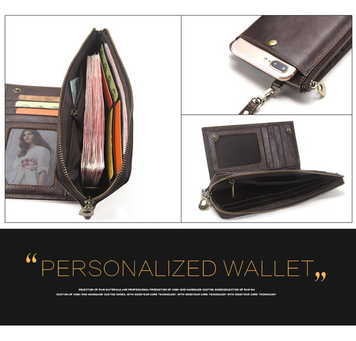 Bolso De Mano De Cuero Genuino Para Hombre Para Celular