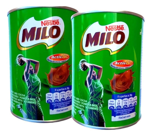 2 Latas Chocolate Milo 450g Polvo Granulado Importado