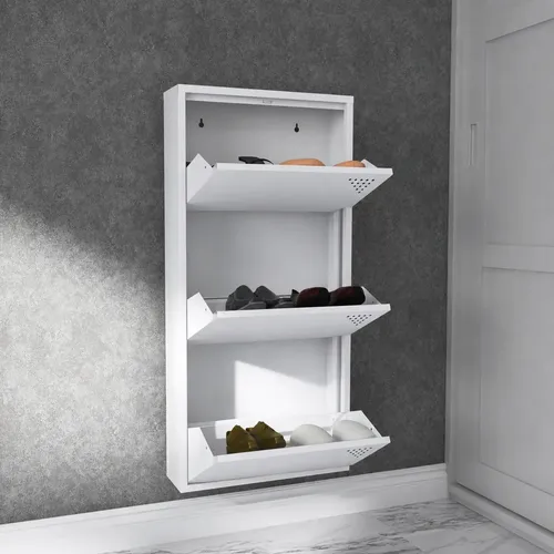 Sapateira Suspensa de Aço Pandin 106x50x15 cm Branco