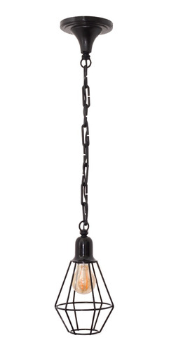 Lámpara De Techo Con Florón Cadena Negro De 60 Cm Jaula X 1