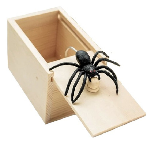 Juguete Broma - Caja De Madera Araña Halloween Miedo