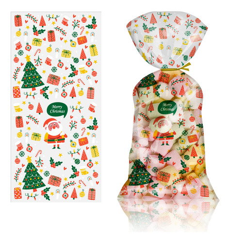 Bolsa De Plástico Transparente De Dulces De Navidad 50pcs