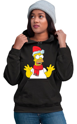 Sudadera Unisex Navideña De Homero Simpson Con Gorro 