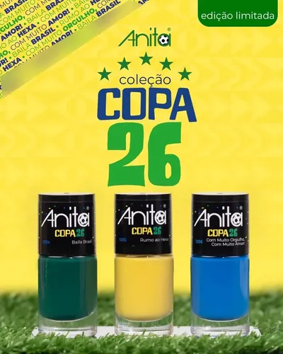 Kit 3 Esmaltes Anita Coleção Copa Do Mundo 2026 Vai Brasil Multi Colorido