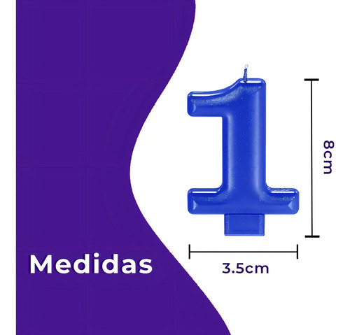 Amscan Candle Number Cor de vela azul em forma de desenho de números 1,2,3,4,5,6,7,8,9,0