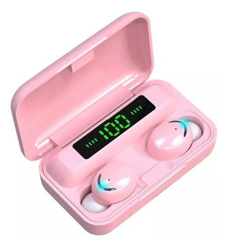 Audífonos in-ear gamer inalámbricos TWS F9-5 BTH-F9-5 x 2 unidades rosa con luz LED
