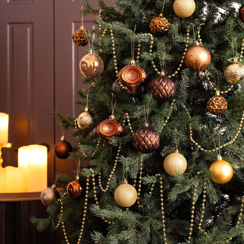 Adornos De Bola De Navidad Inastillables 7 Cm Marrón Y Bronc