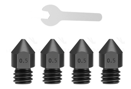 04 Pçs Bico Nozzle 3d Aço Carbono Endurecido 0.5mm + Chave 