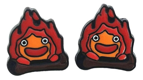 Anime Calcifer Pendientes Stud, Metal Cartoon Ear Stud Para 