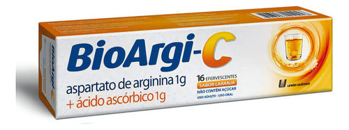 Bioargi C Vitamina C 1g + Arginina 1g 16 Comp. Efervecente Sabor Laranja