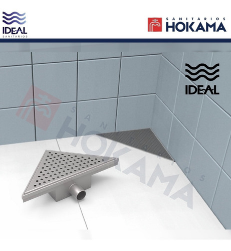 Imagen 2 de 10 de Rejilla Baño Ducha Triangular Esquina Acero Inox Esquinera