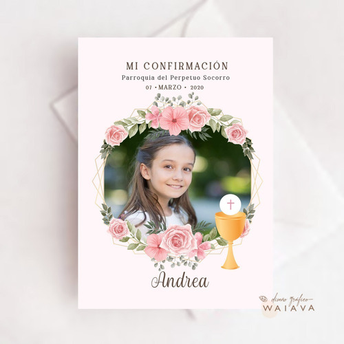 Imagen 2 de 2 de Estampas Confirmación Tarjetas Nenas Con Foto X 4u