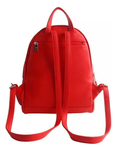Mochila Mujer Cuero Pu Las Oreiro Love Color Rojo Diseño De La Tela Liso