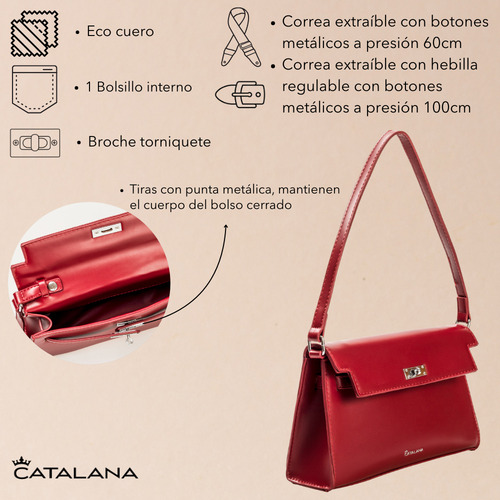 Cartera Mujer Bolso Eco Cuero Con Doble Correa Cherry Cherry