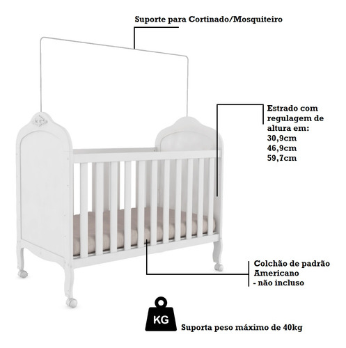 Peroba Elô Berço Americano Uli Peroba Mdf Cor Branco
