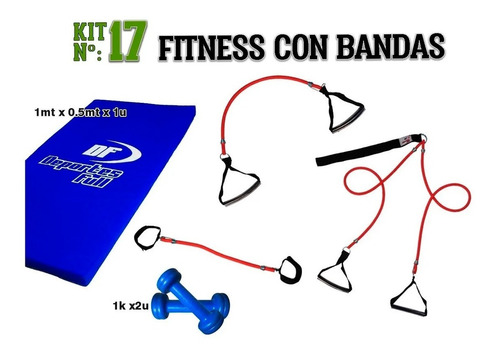 Kit Nº17 Fitness Con Bandas Marca Deportes Full Incluye.....