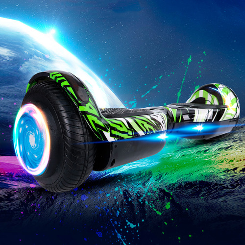 Hoverboard Patineta Eléctrica Bluetooth Luces Led Música Color Verde Modelo 07