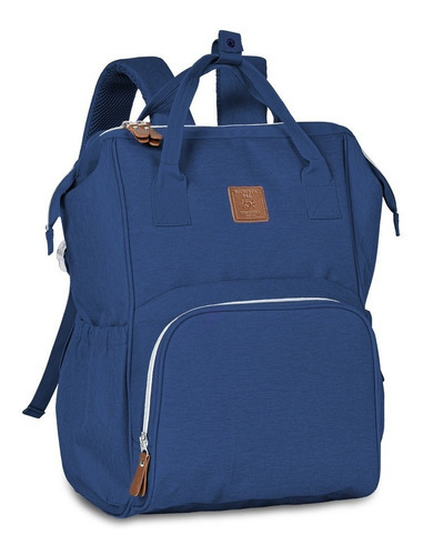 Mochila Bebê Maternidade Bolsa De Fralda Mamadeira Mommy Bag Cor Azul Desenho do tecido Liso