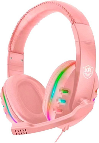 Audífonos Diademas Rosados Con Micrófono Gamer Rgb Usb Pink