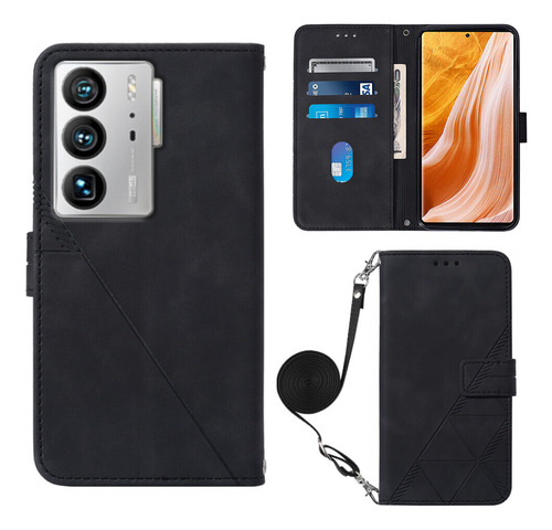 /-funda Tipo Cartera De Piel Sintética Suave Con Tapa Y Correa Larga, Compatible Con Zte Axon 40 Ultra, Protección Total