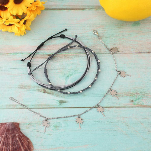 Lorsoilyn Pulsera De Tobillo De Palmera Tobillera De Cuerda