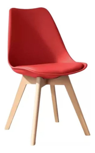 Silla De Comedor Eames Roja Acolchonada En Caja. Tienda Max