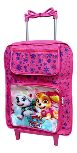 Mochila Infantil De Com Rodinhas Tamanho G - 4 Aos 10anos Cor 21 Desenho Do Tecido Patrulha Rosa